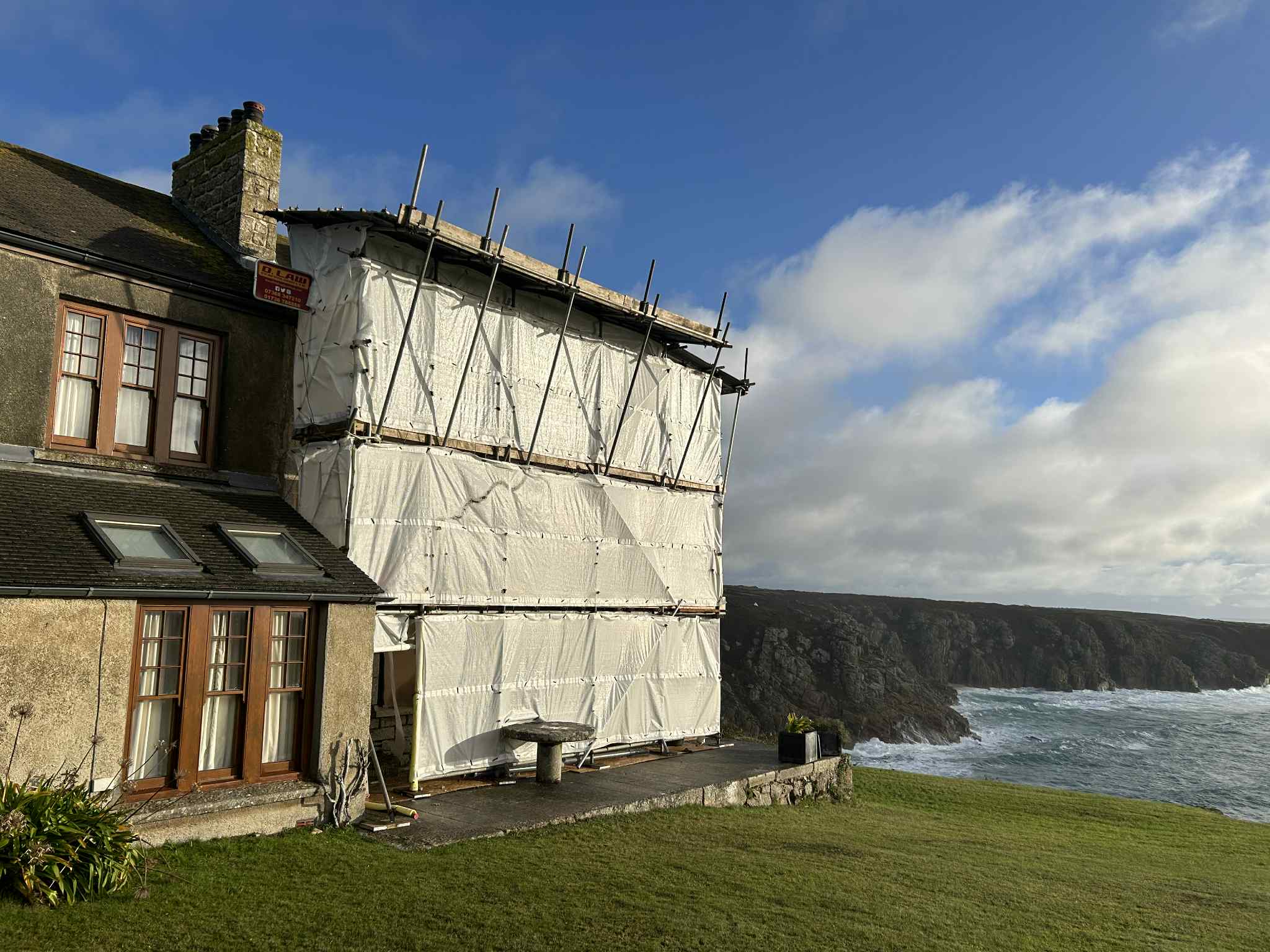 New build housing development with progressive scaffolding